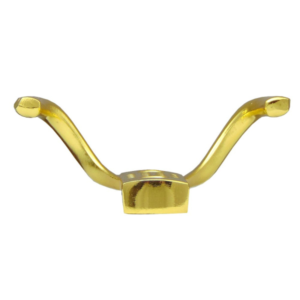 Мебельный крючок 2-рожковый, перфо, модель 8020B, цвет пол. латунь (PB), усиленный