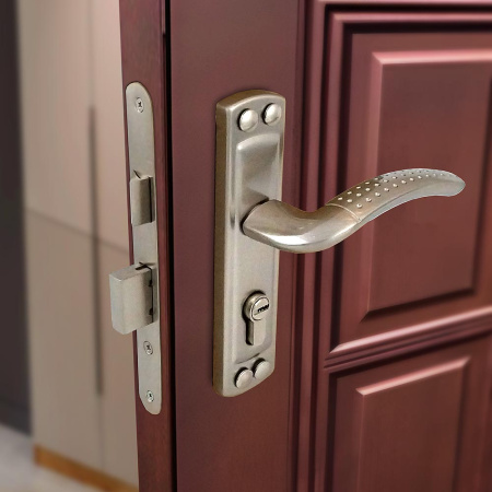 Дверной замок ЗВ4-55 412 (аналог Зенит), ручка перфо, цвет мат. никель (SN)