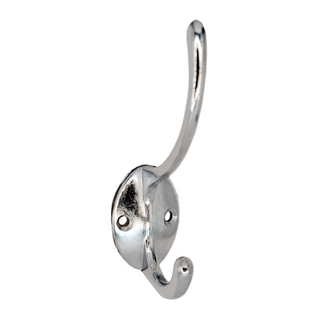 Мебельный крючок 2-рожковый, модель 2130, овальный, цвет пол. хром (CP)
