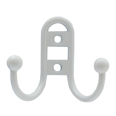 Мебельный крючок 2-рожковый, модель 656, цвет белый (WW), прутковый