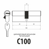 Цилиндровый механизм C100, тип: кл.-кл., 5 перфо кл., цвет: мат. никель (SN), Самир-Цинк