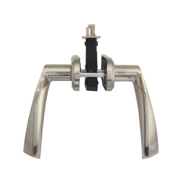 Дверной замок 405-57/45, кл.-верт., в сборе (с цилиндром), цвет мат. никель (SN)