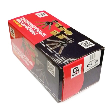 Цилиндровый механизм C60, тип: кл.-кл., 5 перфо кл., цвет: пол. латунь (PB), Самир-Латунь