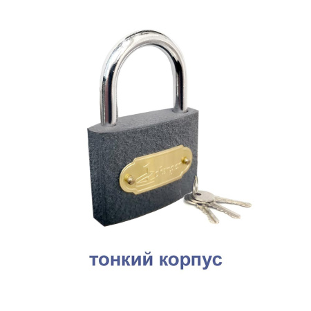 Навесной замок 50 мм, 3 анг. ключа, серый эконом