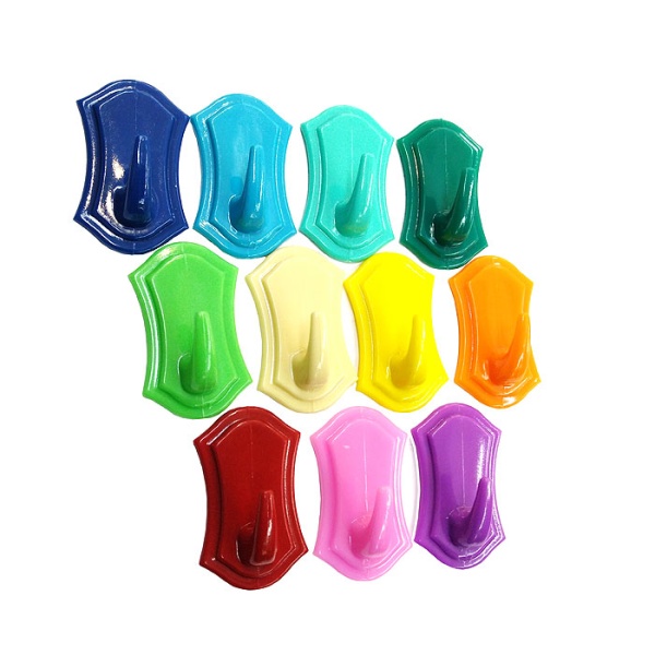 Крючок пластиковый на липучке, квадрат, цвет ассорти