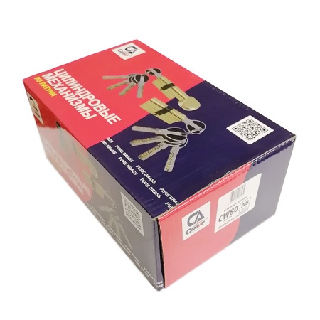 Цилиндровый механизм CW80, тип: кл.-верт., 5 перфо кл., цвет: пол. латунь (PB), Самир-Латунь