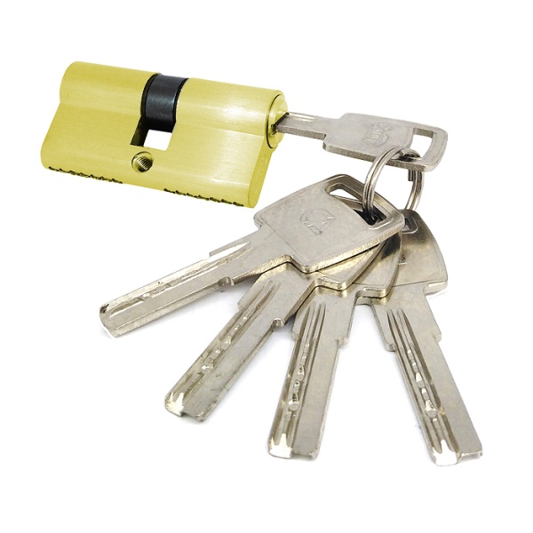 Цилиндровый механизм C60, тип: кл.-кл., 5 перфо кл., цвет: пол. латунь (PB), Самир-Цинк