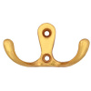 Мебельный крючок 2-рожковый, модель 907S, цвет пол. латунь (PB), маленький