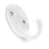 Мебельный крючок 1-рожковый, модель 951, овальный, цвет белый (WW)