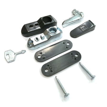 Оконный замок детский, с ключом, для пластиковых окон, с блокиратором, цвет черный (BL)