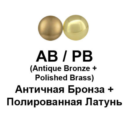 Дверная ручка на круг. накладке, модель R500A, цвет ант. бронза/пол. латунь (AB/PB)