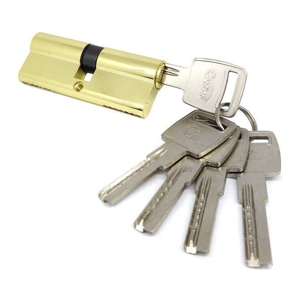 Цилиндровый механизм C80, тип: кл.-кл., 5 перфо кл., цвет: пол. латунь (PB), Самир-Цинк