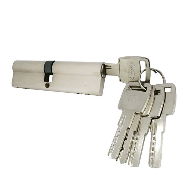 Цилиндровый механизм C110 (50/60), тип: кл.-кл., 5 перфо кл., цвет: пол. латунь (PB), Самир-Цинк