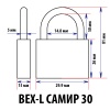 Навесной замок BEX-L 30, 3 фин. ключа, длинная дужка, Самир Kilit