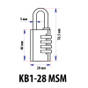 Навесной замок KB1 BL 28, чемоданный кодовый, MSM