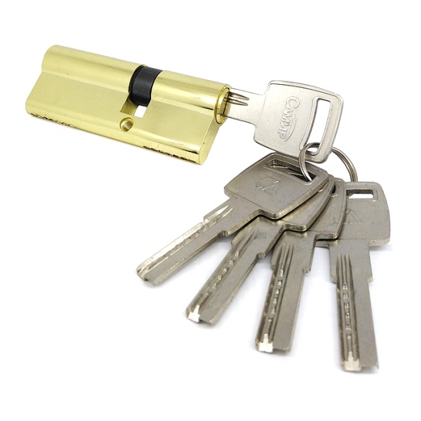 Цилиндровый механизм C80 (35/45), тип: кл.-кл., 5 перфо кл., цвет: пол. латунь (PB), Самир-Цинк