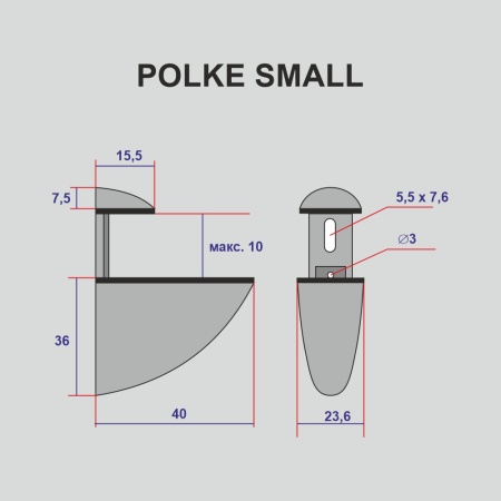 Комплект полкодержателей (2 шт), длина основания 40 мм, цвет пол. латунь (PB)