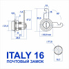 Почтовый замок, модель ITALY, длина корпуса 16, 2 анг. ключа, прямой ригель, Самир Kilit