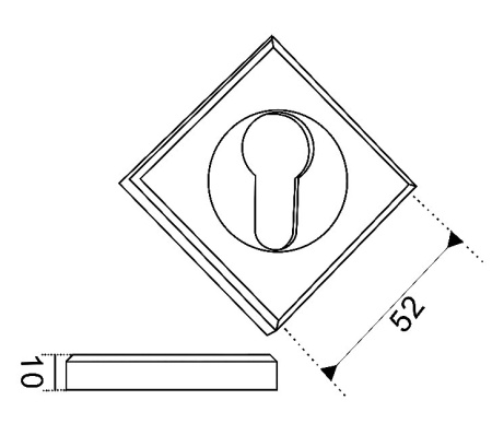 Дверная накладка, квадратная, модель S1, цвет мат. никель (SN)