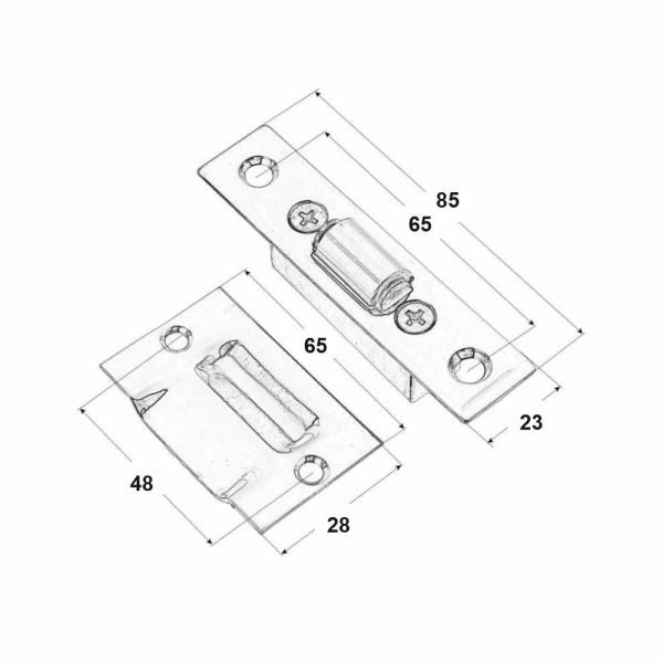 Дверная защелка роликовая, модель 2178, цвет пол. латунь (PB)