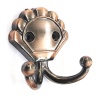 Мебельный крючок 2-рожковый, модель 702D, цвет ант. медь (AC)