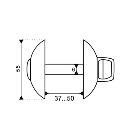 Дверная накладка фиксатор, круг, модель RW1, цвет пол. латунь (PB)