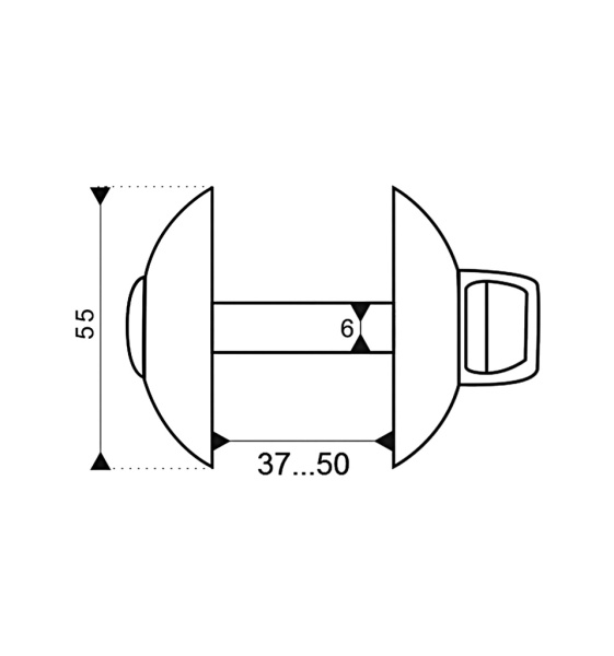 Дверная накладка фиксатор, круг, модель RW1, цвет пол. латунь (PB)