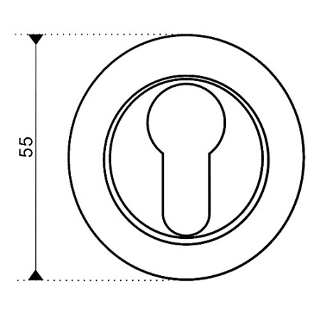 Дверная накладка, круглая, модель R1, цвет пол. латунь (PB)