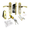 Дверной замок 504-57/45, кл.-верт., в сборе (с цилиндром), цвет мат. никель/пол. латунь (SN/PB)