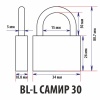 Навесной замок BL-L 30, 3 фин. ключа, длинная дужка, Самир Kilit