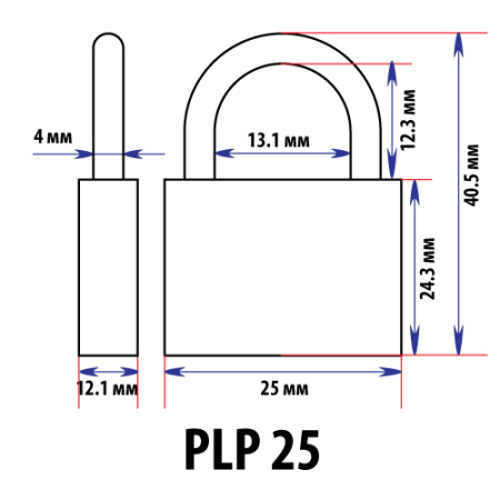 Навесной замок 25, 3 анг. ключа, PLP Навесной замок 25, 3 анг. ключа, PLP
