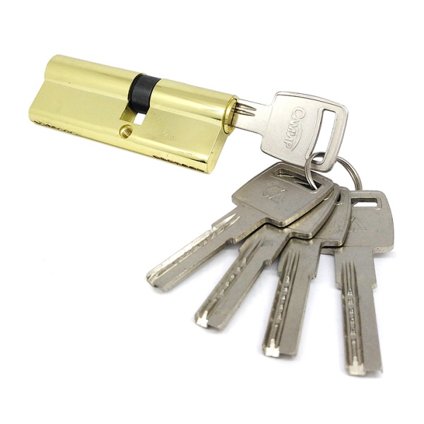 Цилиндровый механизм C90 (40/50), тип: кл.-кл., 5 перфо кл., цвет: пол. латунь (PB), Самир-Цинк