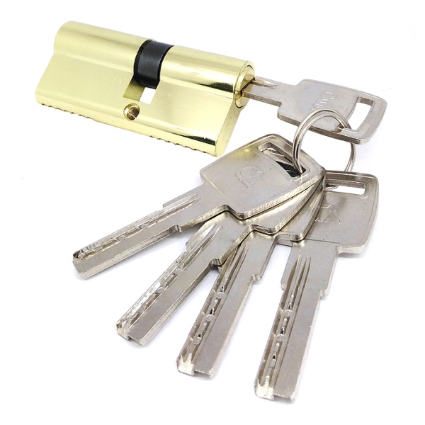 Цилиндровый механизм C70 (30/40), тип: кл.-кл., 5 перфо кл., цвет: пол. латунь (PB), Самир-Цинк