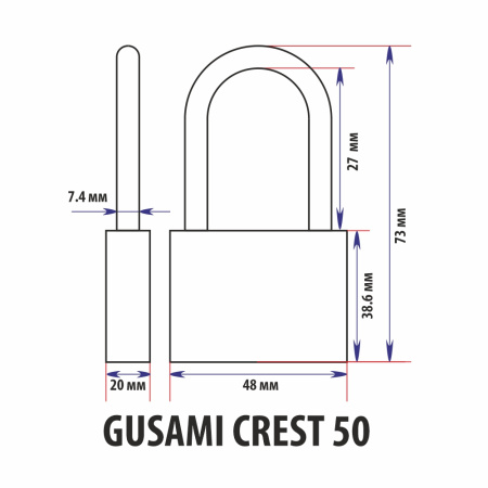 Навесной замок 50, 3 крестовых ключа, усиленный