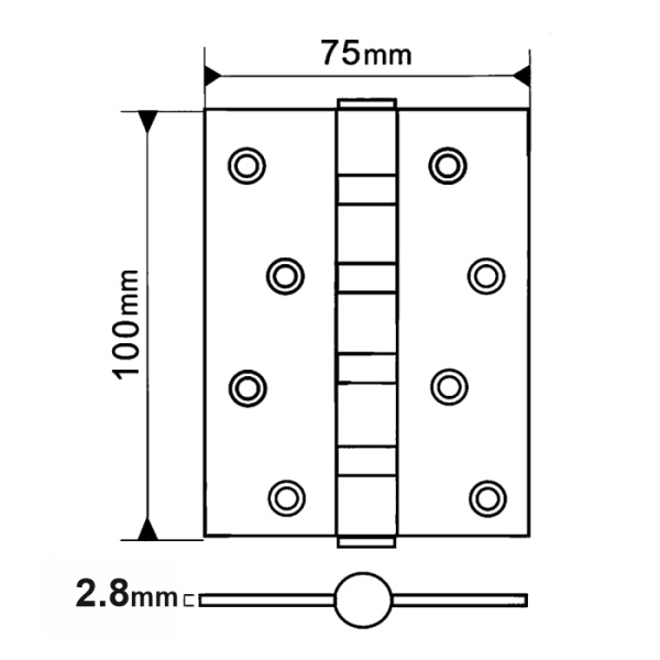 Петли врезные 4I, длина 100 мм, цвет пол. латунь