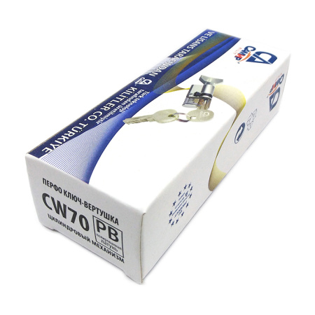 Цилиндровый механизм CW70, тип: кл.-верт., 5 перфо кл., цвет: пол. латунь (PB), Самир-Цинк