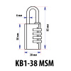Навесной замок KB1 BL 38, чемоданный кодовый, MSM