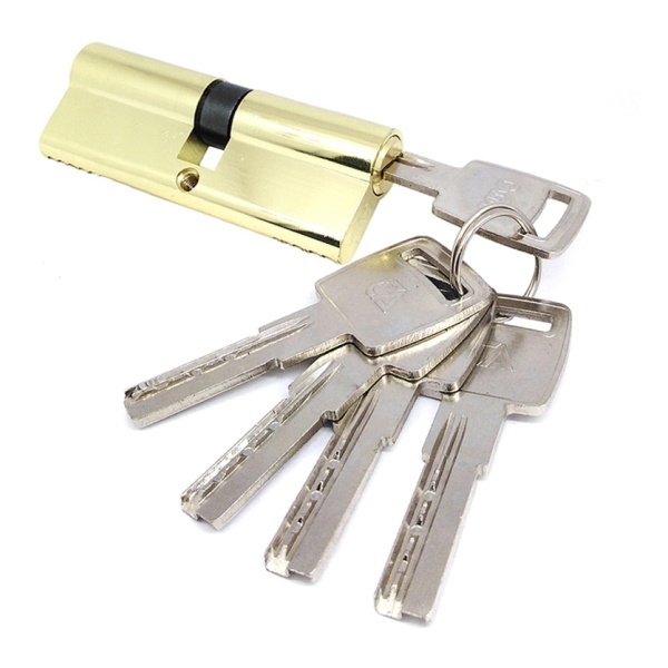 Цилиндровый механизм C90, тип: кл.-кл., 5 перфо кл., цвет: пол. латунь (PB), Самир-Цинк