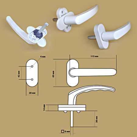 Оконная ручка, пластик, для пластиковых окон, модель HB-008-P, цвет белый (WW)