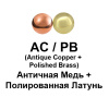 Дверная ручка на круг. накладке, модель R500A, цвет ант. медь/пол. латунь (AC/PB)