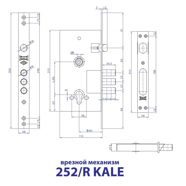 ВРЕЗНОЙ ЗАМОК ПОД ЦИЛИНДР 252/R KALE SN