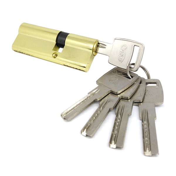 Цилиндровый механизм C90 (35/55), тип: кл.-кл., 5 перфо кл., цвет: пол. латунь (PB), Самир-Цинк