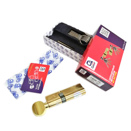 Цилиндровый механизм CW90 (35/55), тип: кл.-верт., 5 перфо кл., цвет: мат. никель (SN), Самир-Латунь