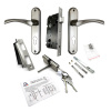 Дверной замок 405-57/45, кл.-верт., в сборе (с цилиндром), цвет мат. никель (SN)