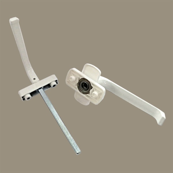 Оконная ручка, металл, модель HB-007-M2-A, асимметричная, двойная, цвет белый (WW)