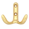 Мебельный крючок 2-рожковый, модель 128, цвет пол. латунь (PB), усиленный